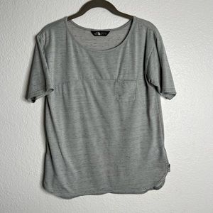 The North Face Women's Grey/Blue Pocket TShirt Small